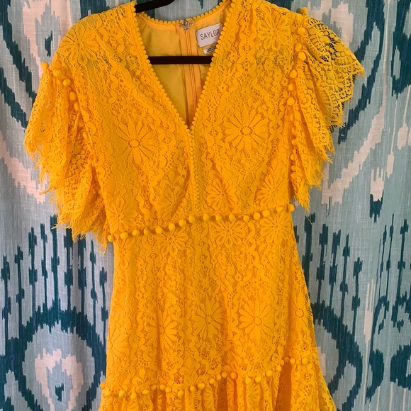 Nanatte Floral Lace Ruffle Pompom Mini Dress - Picture 4 of 5